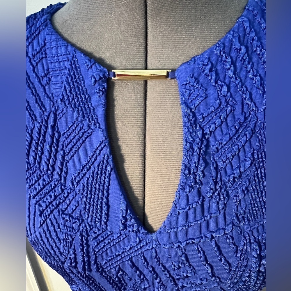 Joseph Ribkoff Royal Blue Textured Sheath Dress Cocktail Career Size 8 - Picture 4 of 16
